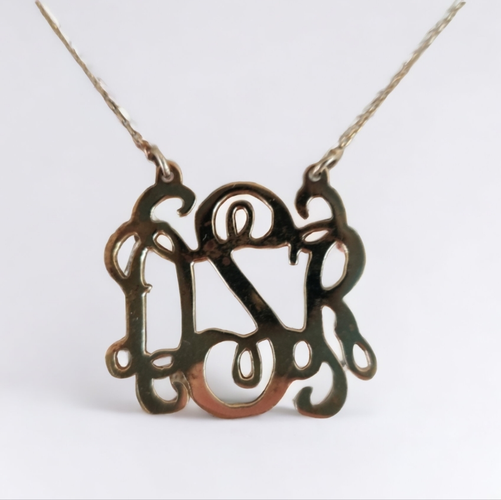 Vintage sterling DSR initials necklace